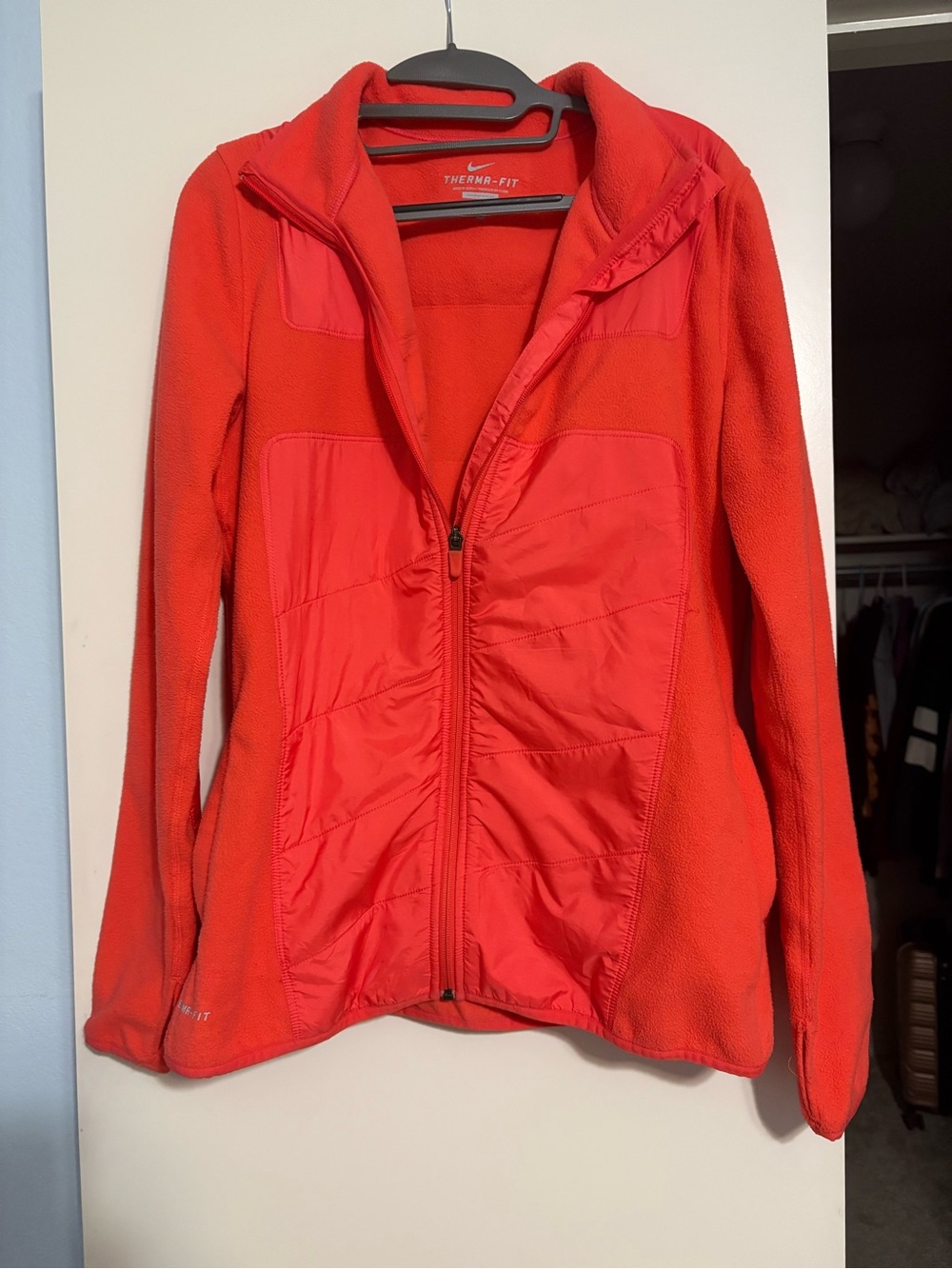 Nike Red Therma-Fit Puffer-Panel Fleece Jacket